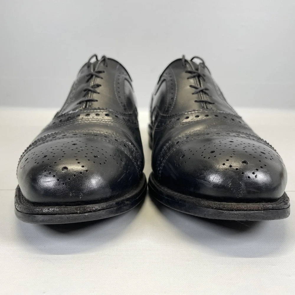Allen Edmonds Strand Oxford Shoes Mens Size 9.5 D Black Leather Cap Toe Brogue